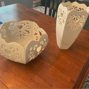 Lenox eternal hearts vase and bowl.